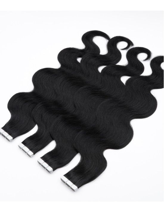 Extension cheveux noir – Extension Adhésive Ondulée – Extens Hair