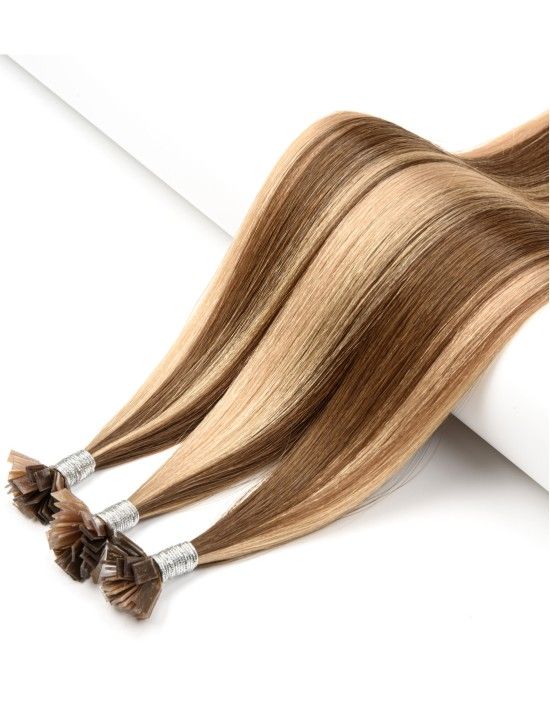 25 Extensions kératine méchées Châtain Clair Chocolat - Exten's Hair