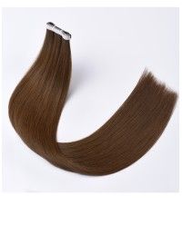 Lange Tape Haarverlängerung Seamless 60 cm - Braun Echthaar 9A+