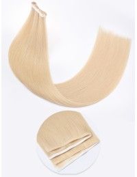 Haar Klebestreifen Lange Tape 60 cm - Ashy Beige Blond Echthaar 9A+
