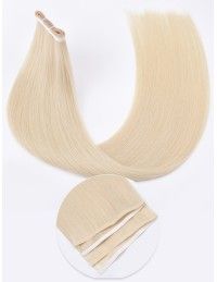 Klebe-Extensions Lange Tape 60 cm - Pure White Echthaar 9A+