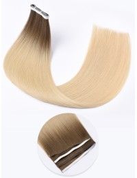 Tape Haarverlängerung Skin Weft Lange 60 cm - Ombré Ashy Latte Echthaar 9A+