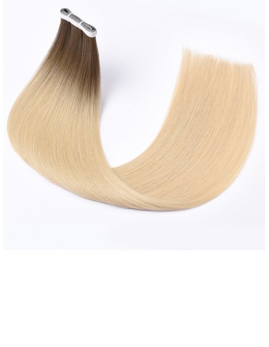 Tape Haarverlängerung Skin Weft Lange 60 cm - Ombré Ashy Latte Echthaar 9A+