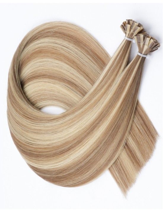 Extension kératine P12/60 – Balayage Miel Platine Cendré 25 mèches 50cm | Extens Hair