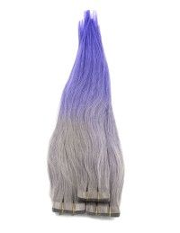 Klebe Echthaarverlängerungen - Silber Tie und Dye Flashy Farben Klebe Echthaarverlängerungen - Silber Tie und Dye Flashy Farben