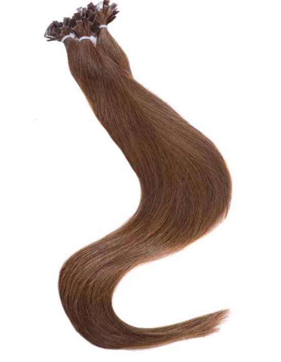 Haarverlängerung mit Bondings - Haarfarbe Kastanienbraun