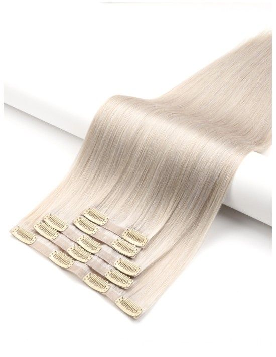 Clips In Silver-Grau Haarverlängerung mit wundervollem Echthaar - Extens Hair