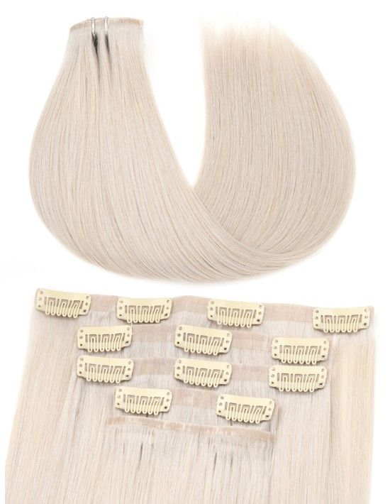 Clips In Silver-Grau Haarverlängerung mit wundervollem Echthaar - Extens Hair