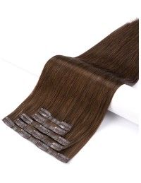 Haar Clips Extensions Echthaar Dunkelbraun - Groß Rabatt
