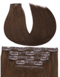 Haar Clips Extensions Echthaar Dunkelbraun - Groß Rabatt