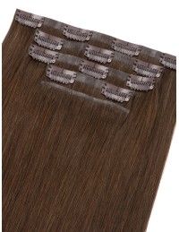 Haar Clips Extensions Echthaar Dunkelbraun - Groß Rabatt