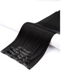 Echthaar Haar Clips Extensions Schwarz Seamless - Große Farbwahl