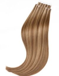10 Extensions Adhésives méchée Châtain Clair Chocolat - Exten's Hair