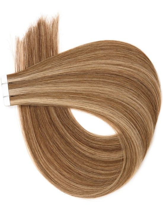 10 Extensions Adhésives méchée Châtain Clair Chocolat - Exten's Hair
