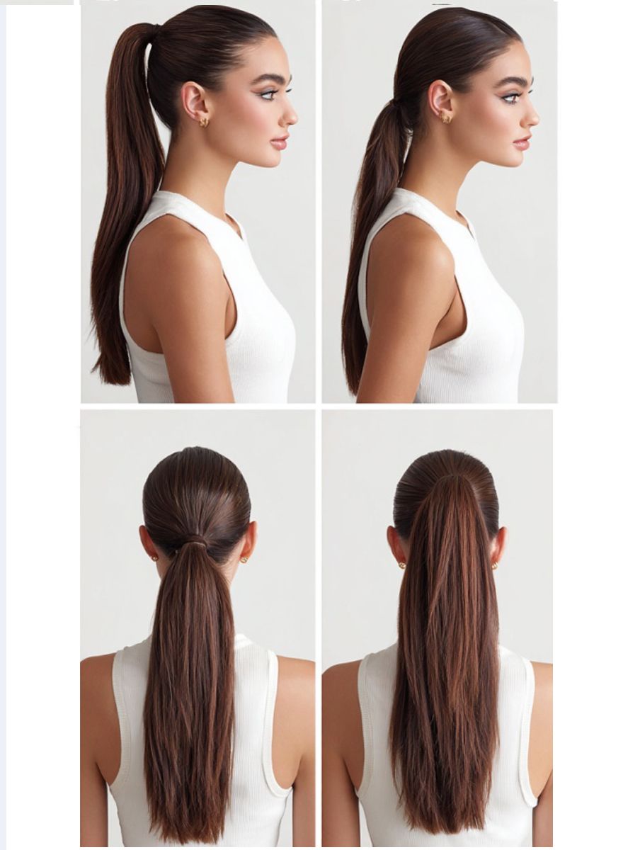 Queues de cheval en cheveux naturels Extens Hair, styles haute et basse