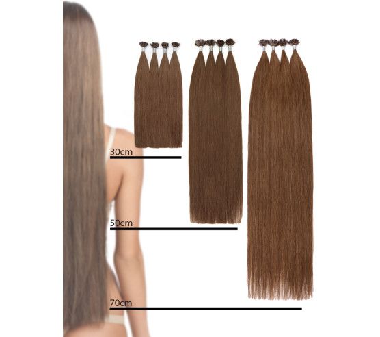 Grüne Bonding Extensions – 50 Strähnen Echthaar, 50 Cm, Keratin U-Tip